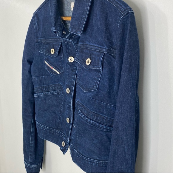 DIESEL INDUSTRY DENIM DESIGN DENIM CROPPED JEAN JACKET SIZE MEDIUM 99% COTTON - Picture 5 of 13